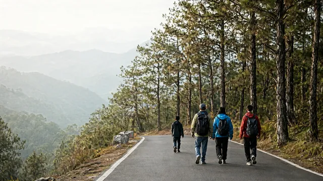 안개 낀 산자락에 집들이 이어진 바기오 고산 도시 풍경