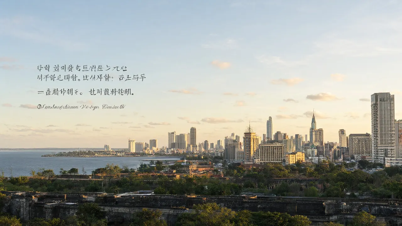 마닐라 인트라무로스 성곽과 마닐라만 일몰이 보이는 도시 풍경